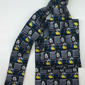 Disney Mickey Mouse Mens Silk Tie Black and Yellow